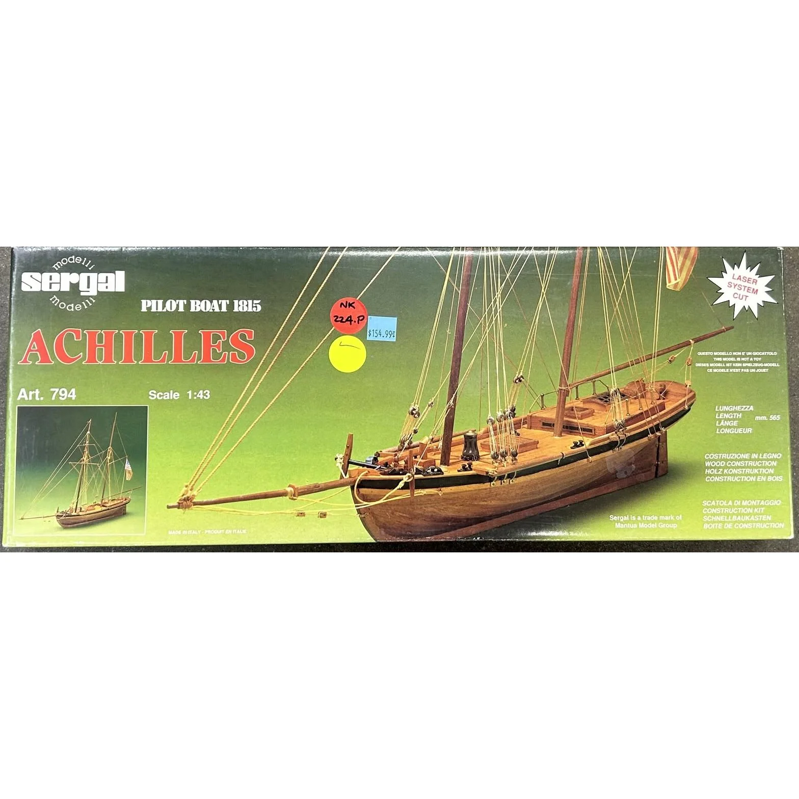 1/43 Scale Achilles 1815 Piolet Boat wood kit