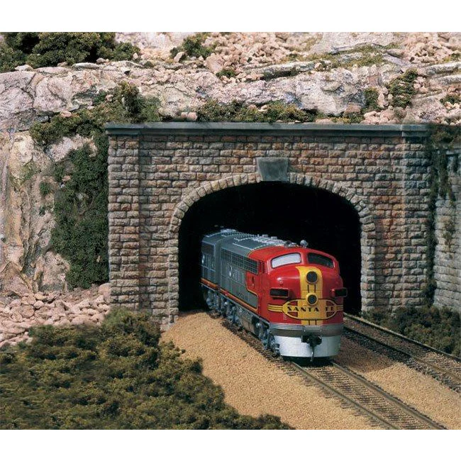 C1257 HO Double Tunnel Portal, Cut Stone
