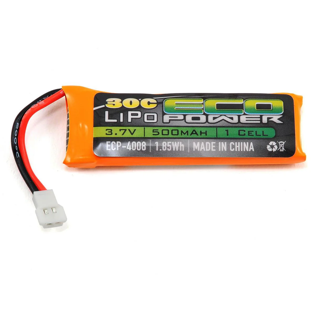 EcoPower "Electron" 1S LiPo 30C Battery Pack (3.7V/500mAh)