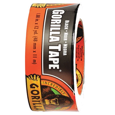 GORILLA TAPE Duct Tape, 1.88 in. x 12 yd., 17 mil, Black