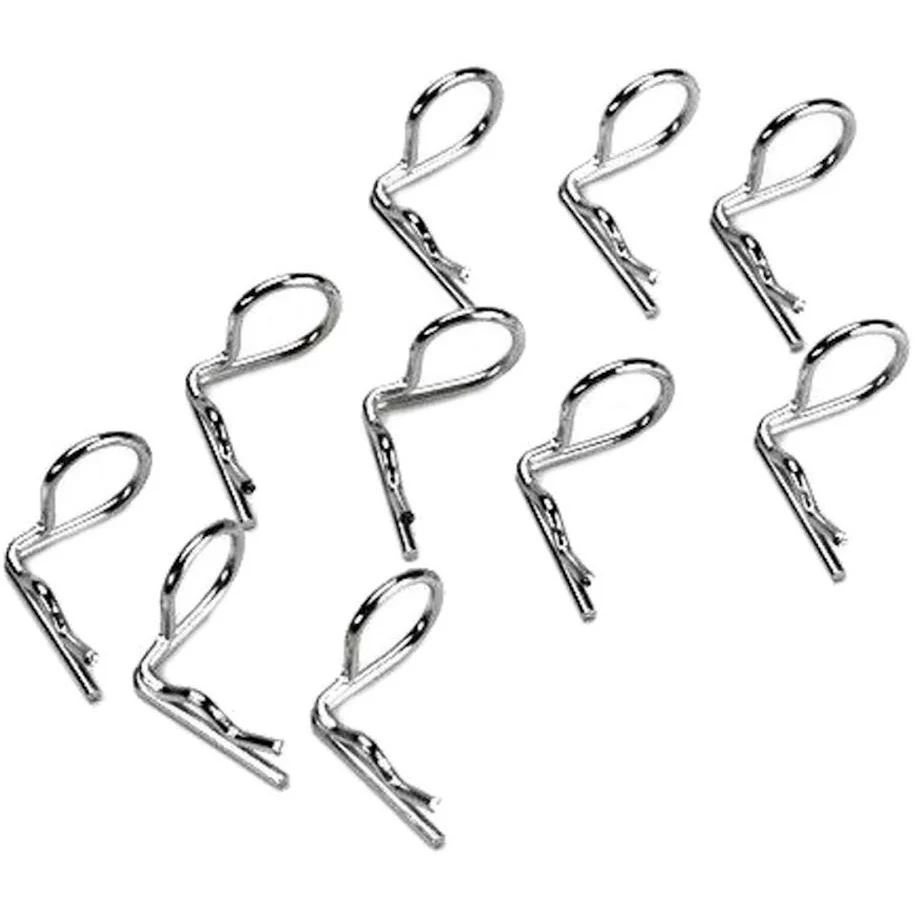 Hot Racing 90 Degree Bend Body Clips (10) (Silver)
