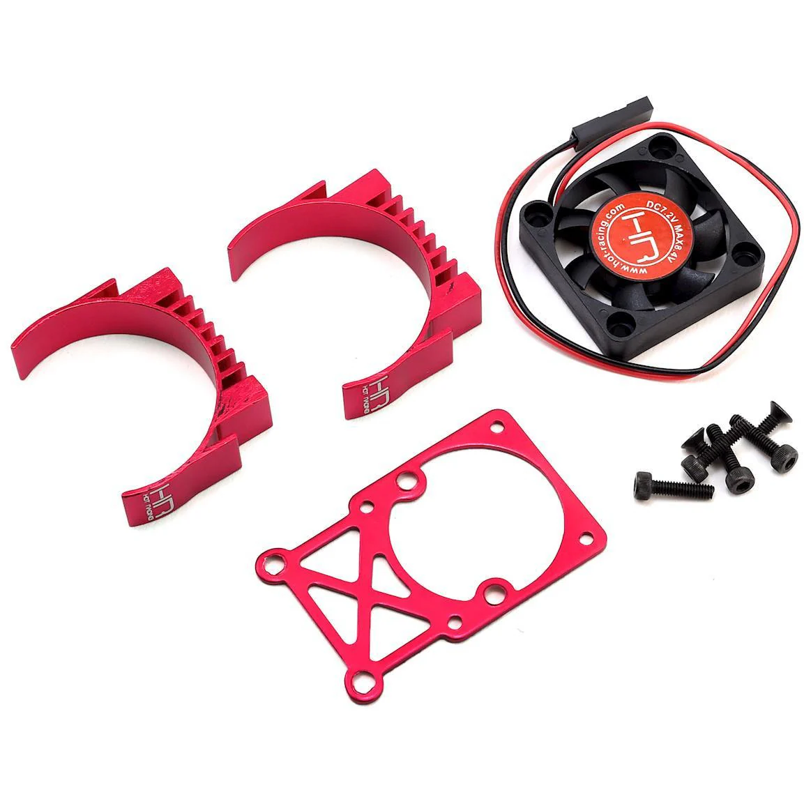 Hot Racing Clip-On Two-Piece Motor Heat Sink w/Fan (Red)