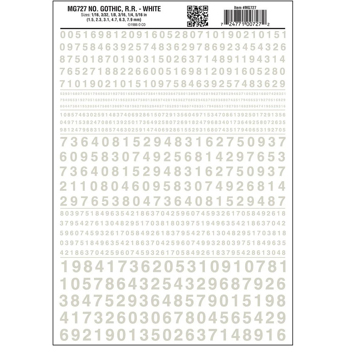 MG727 Gothic Numbers, White