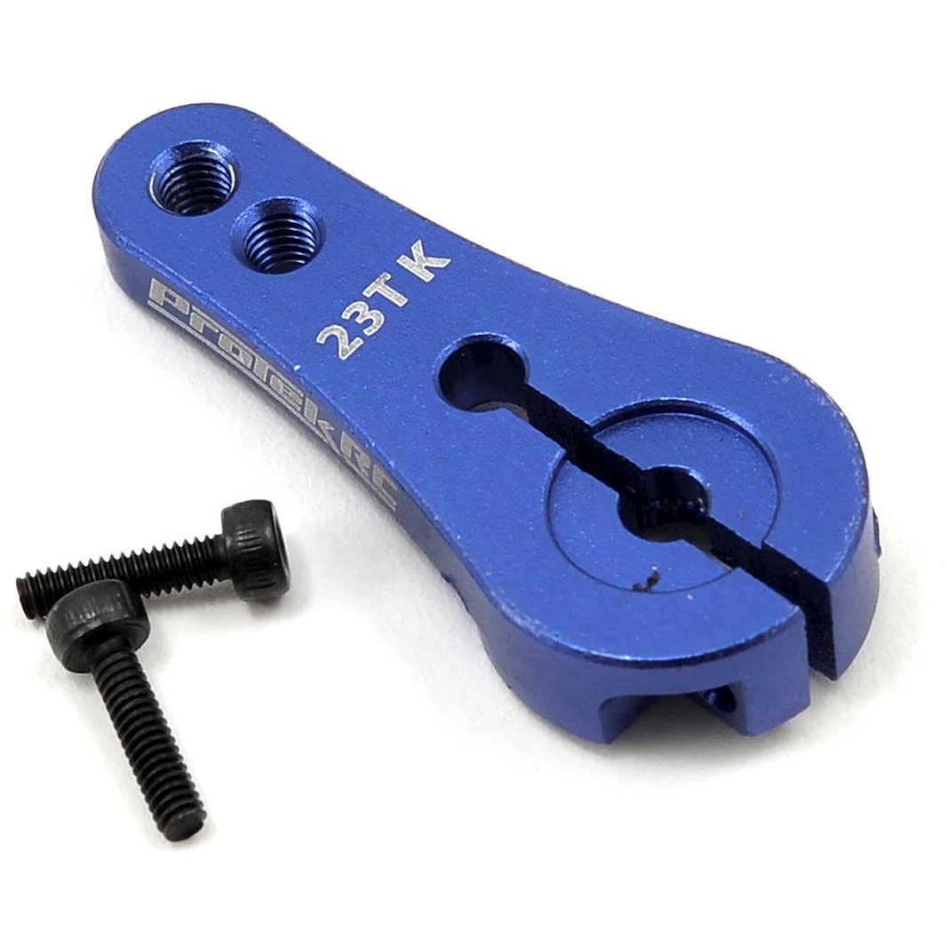 ProTek RC 4mm Aluminum Long Clamping Servo Horn (Blue) (23T-JR/Sanwa/KO)