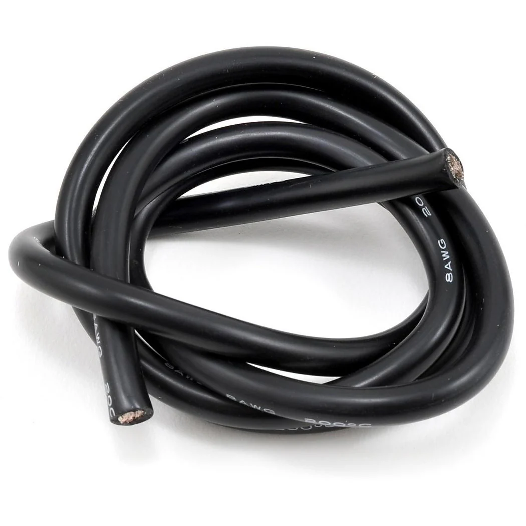 ProTek RC 8awg Black Silicone Hookup Wire (1 Meter)