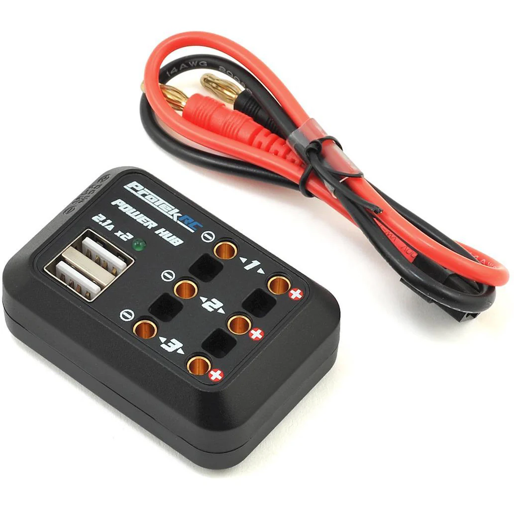 ProTek RC Prodigy DC Power Hub (4mm Outputs & 5V/2.1A USB Outputs)