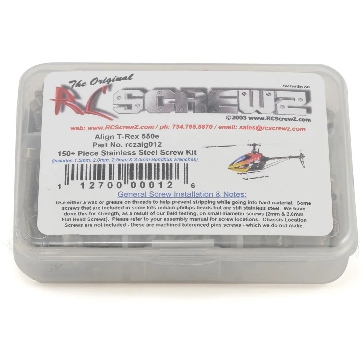 RC Screwz Align T-Rex 550E Stainless Steel Screw Kit