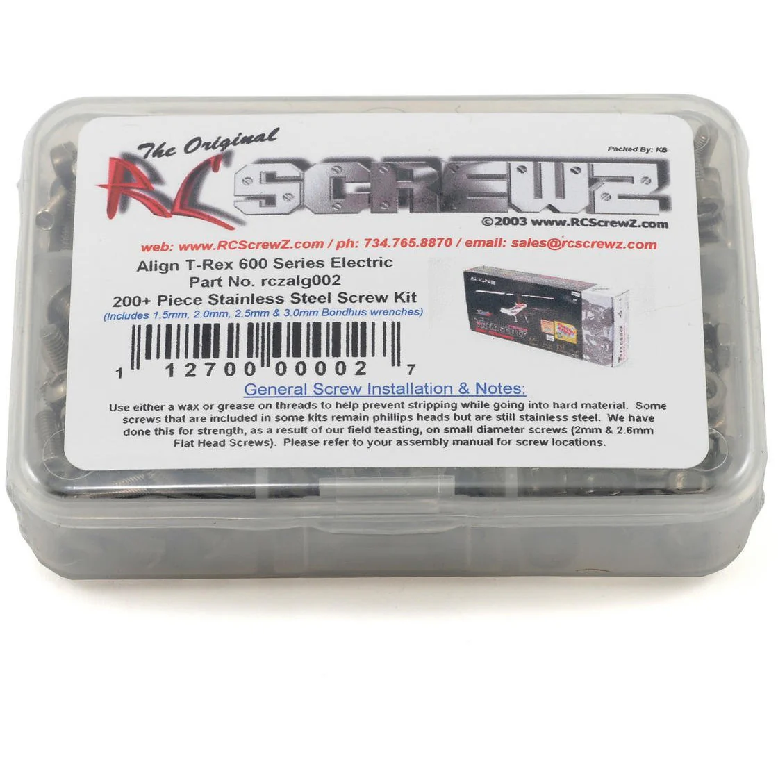 RC Screwz Align T-Rex 600 Series Stainless Steel Screw Kit