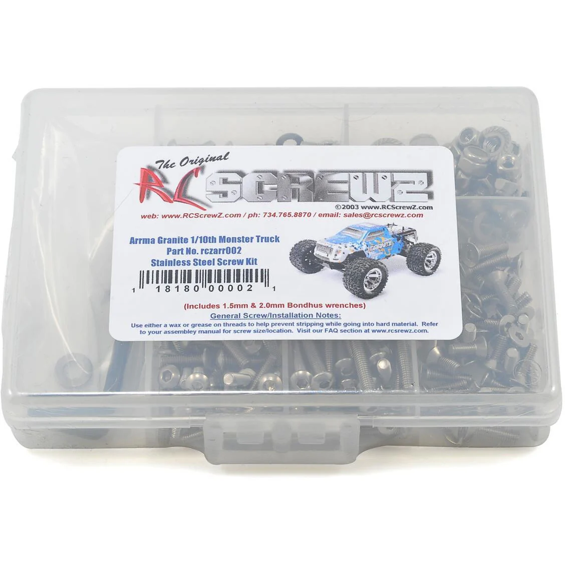 RC Screwz Arrma RC Granite BL 1/10th Monster Truck Stainless Steel Screw Kit