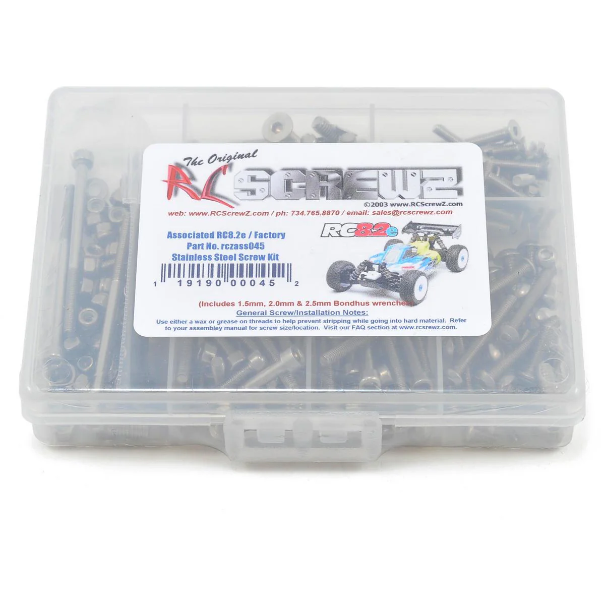 RC Screwz Associated RC8.2e Stainless Steel Screw Kit