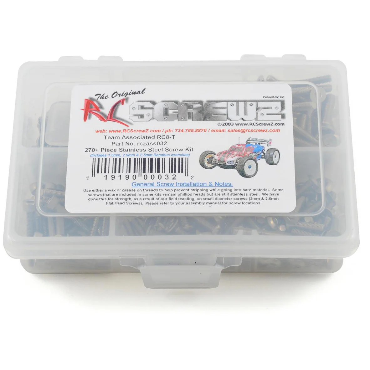 RC Screwz Associated RC8-T Stainless Steel Screw Kit