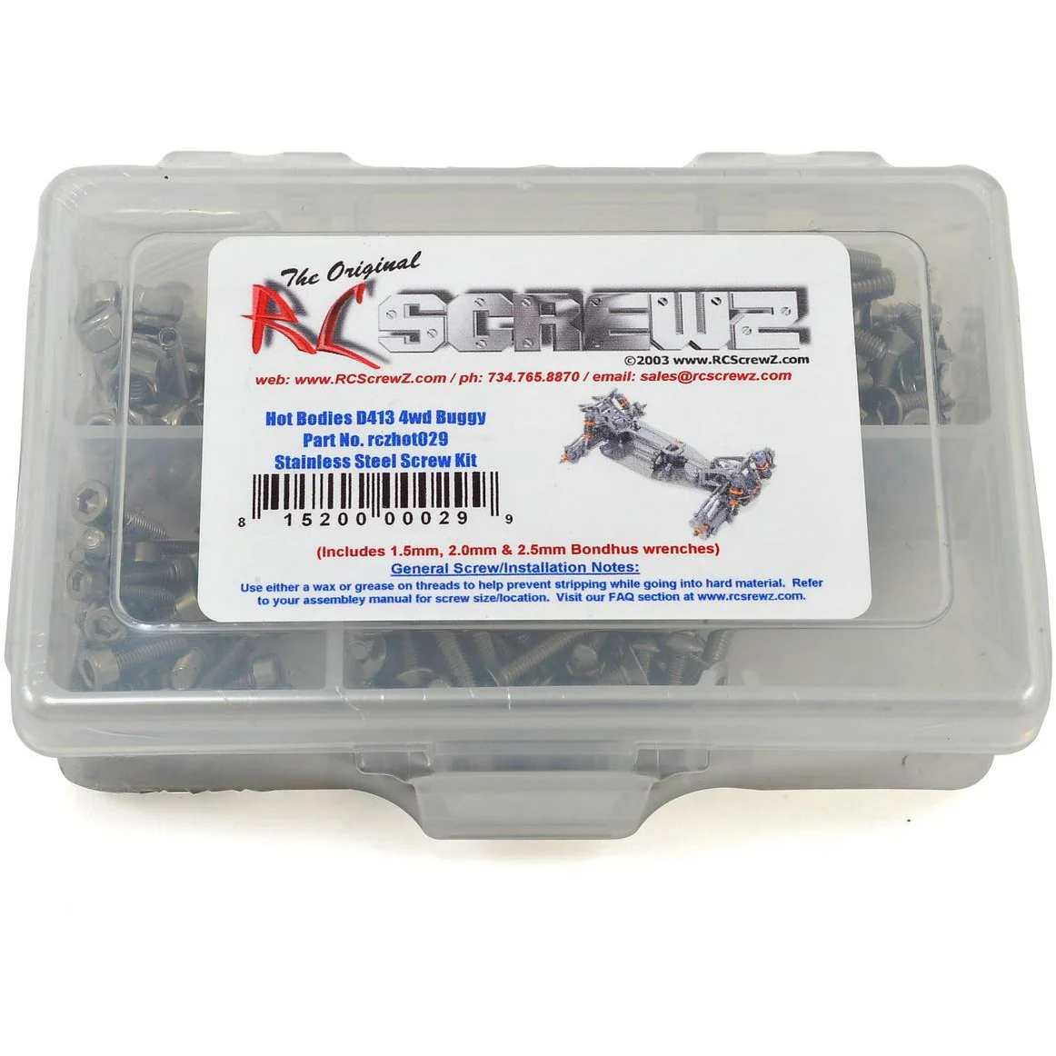 RC Screwz Hot Bodies D413 4WD Buggy Stainless Steel Screw Kit