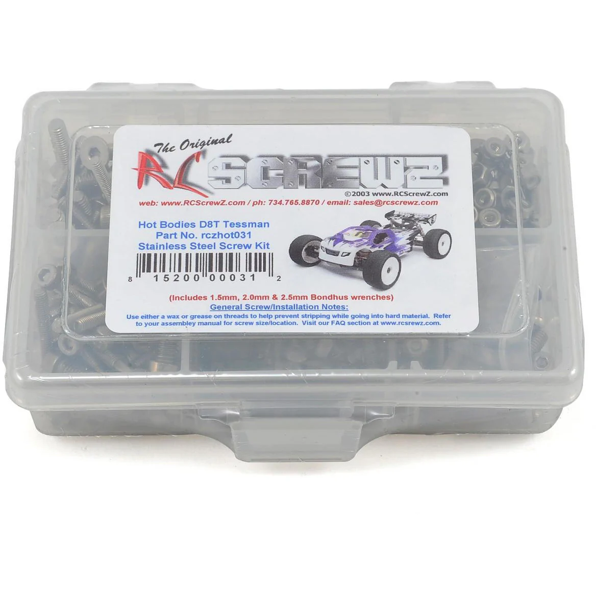 RC Screwz Hot Bodies D8T Tessmann Truggy Stainless Steel Screw Kit
