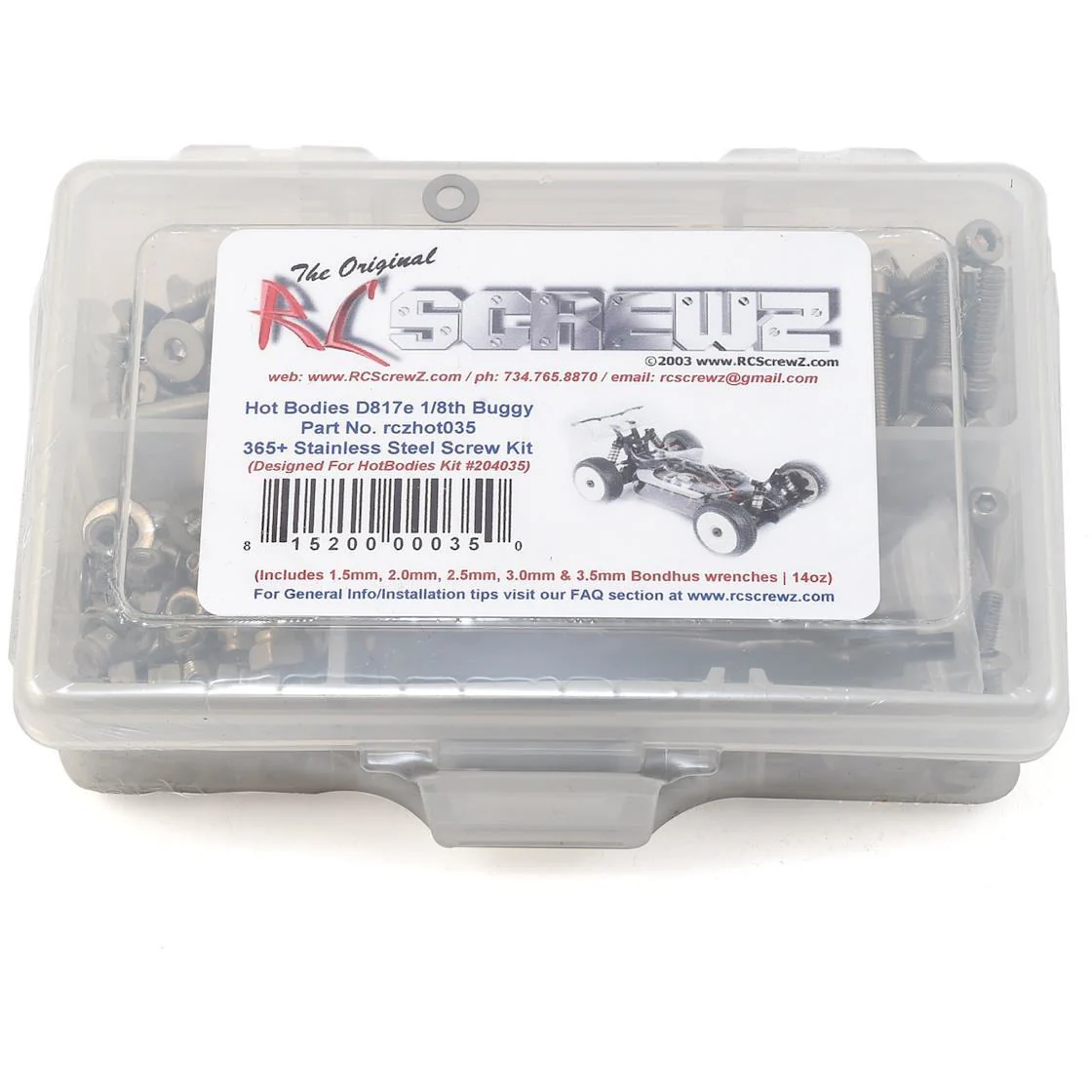 RC Screwz HotBodies D817e Stainless Steel Screw Kit