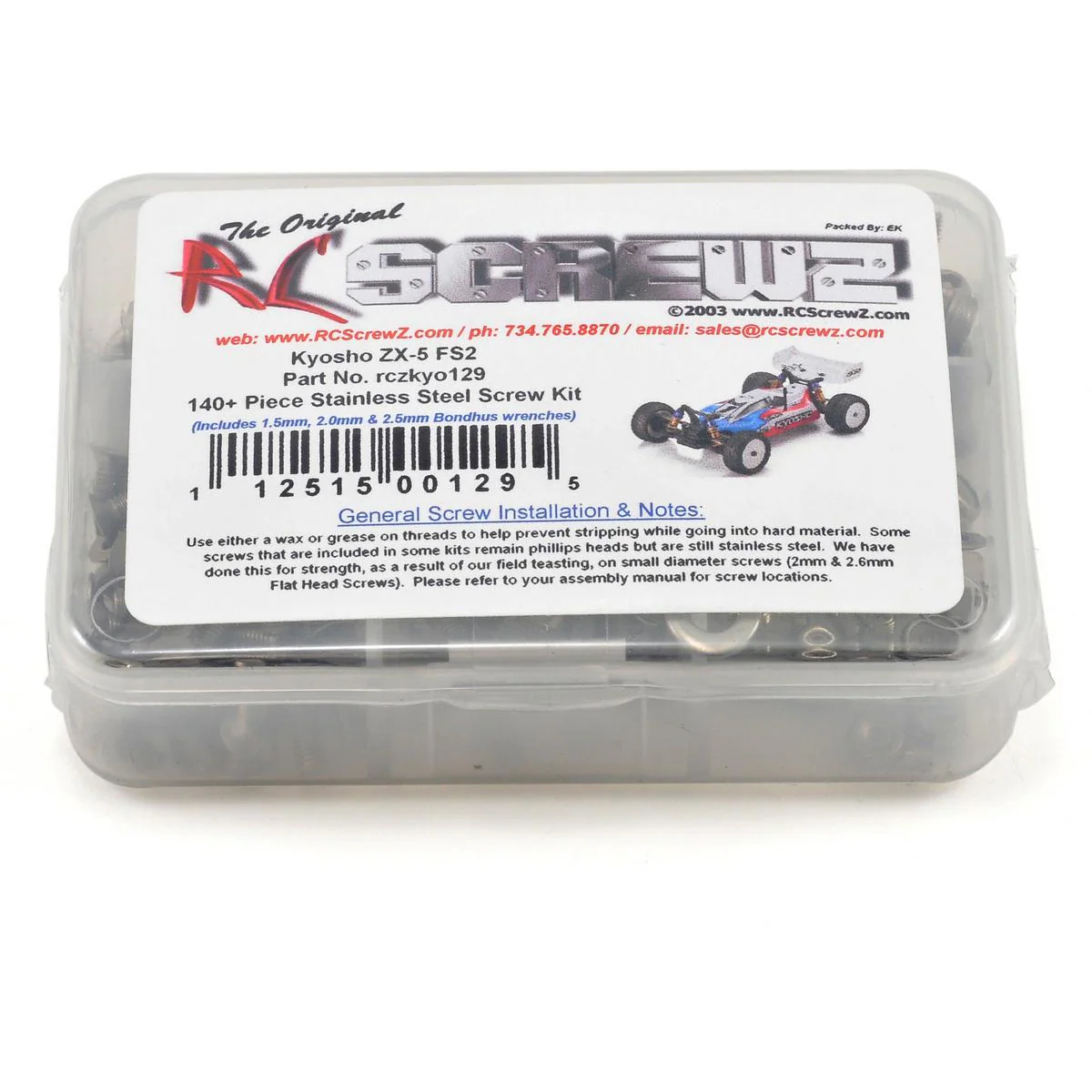 RC Screwz Kyosho ZX5 FS2 Stainless Steel Screw Kit
