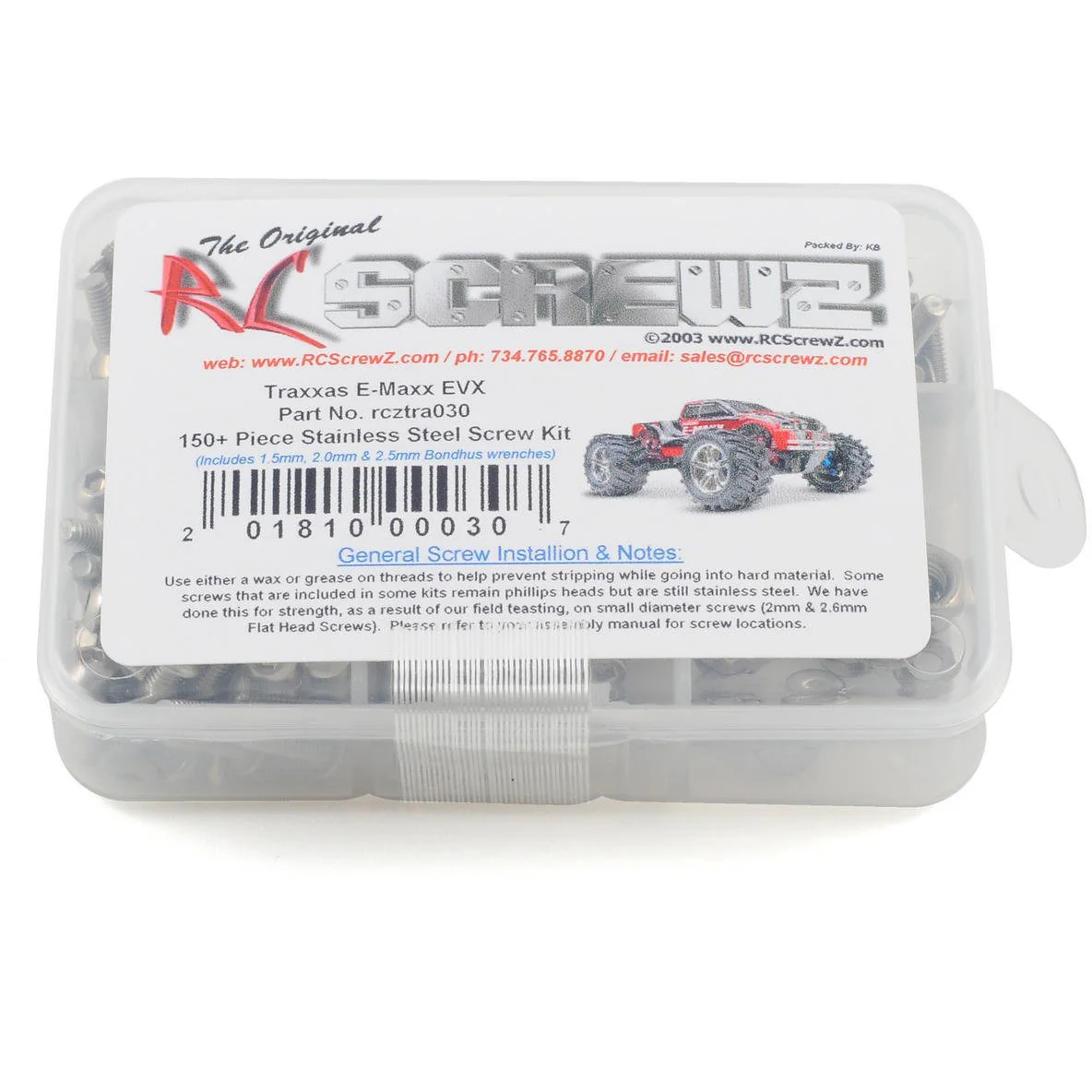 RC Screwz Traxxas E-Maxx EVX Stainless Steel Screw Kit