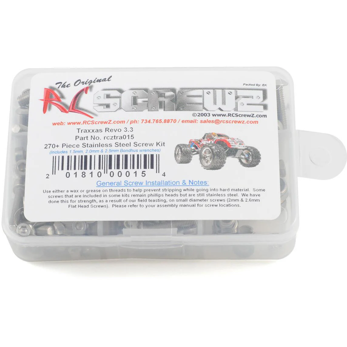 RC Screwz Traxxas Revo 3.3 Stainless Steel Screw Kit