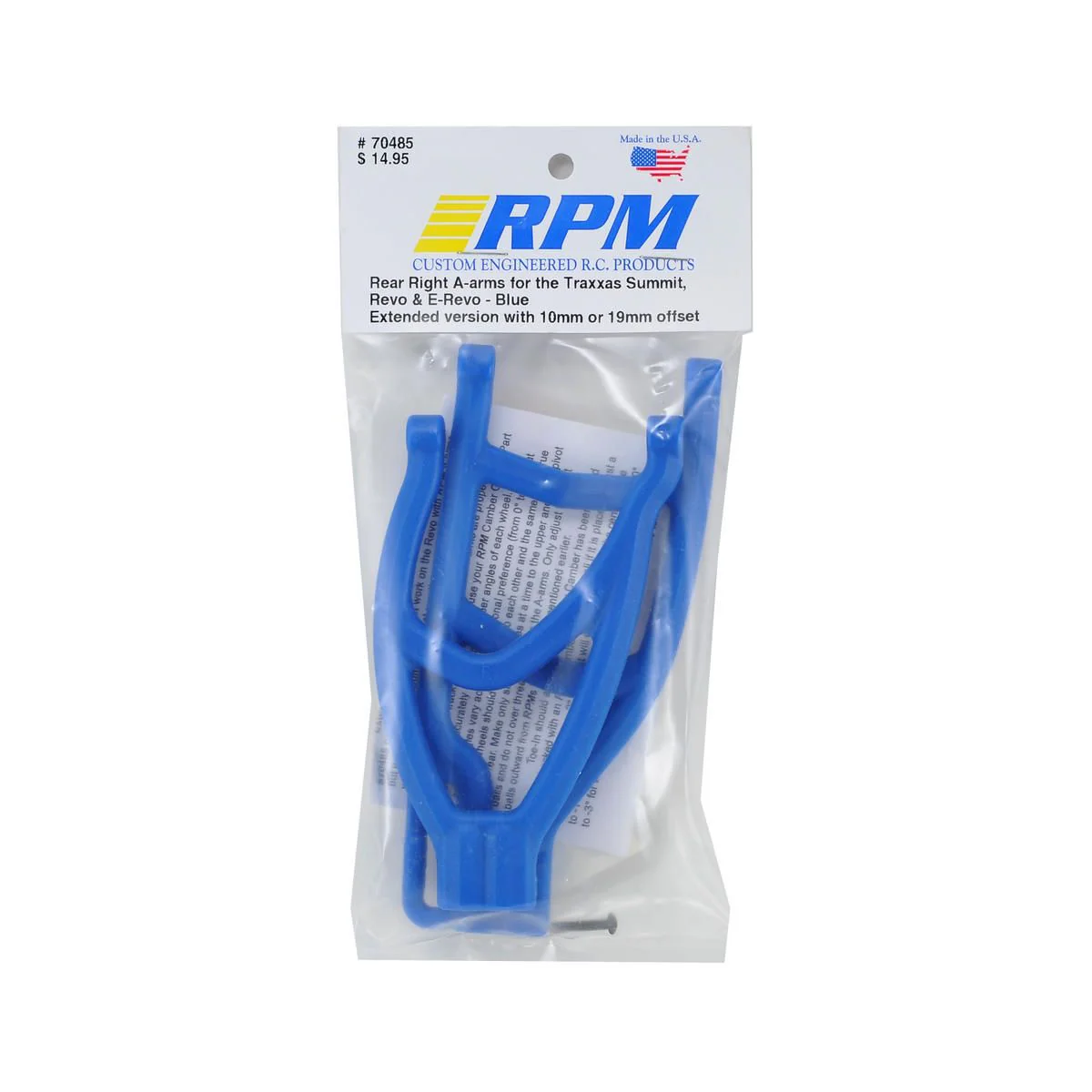 RPM 70485 Extended Rear Right A-Arms for Traxxas Revo/Summit (Blue)